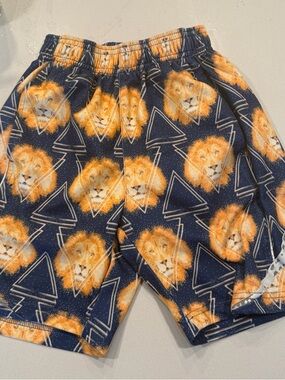 Society Navy & Orange Eagle Patch Swim Shorts